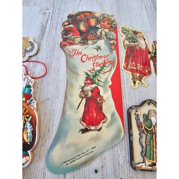 Merrimack cardboard paper Santa ornament set unique decor Xmas tree - Picture 5 of 16